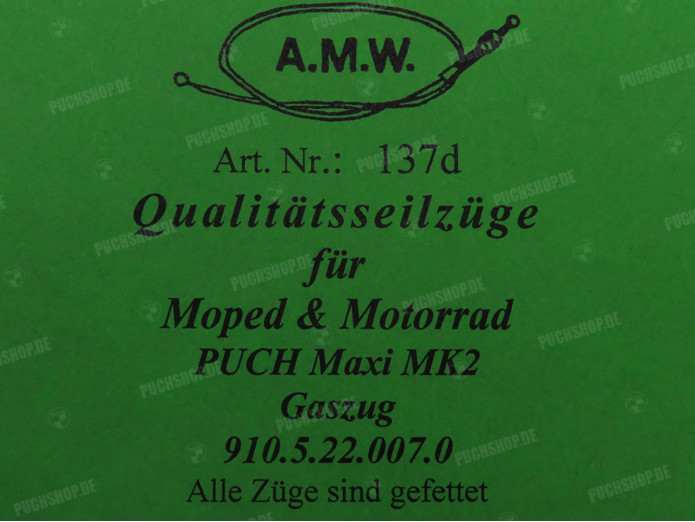 Kabel Puch Maxi MK2 gaskabel met stel elleboog A.M.W.